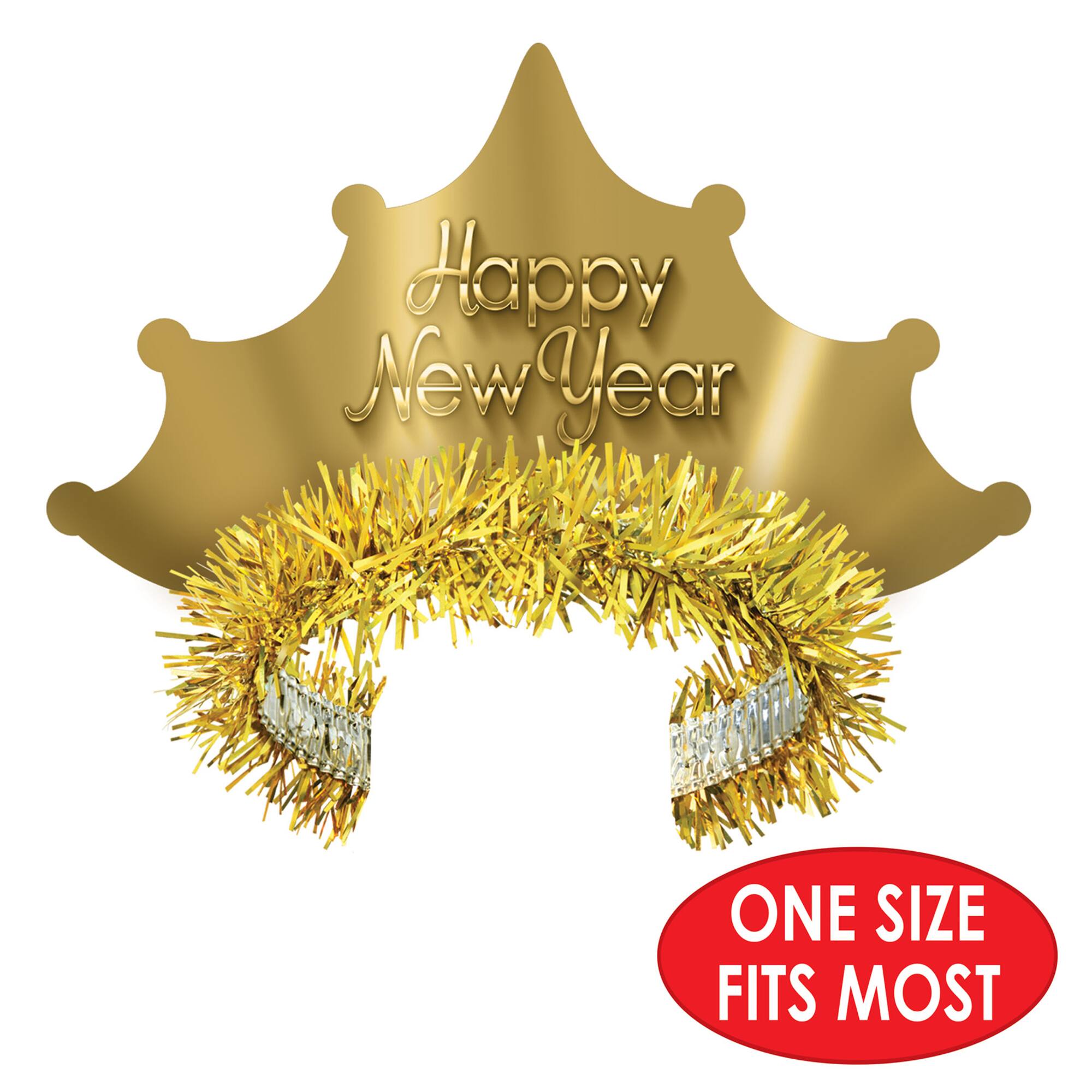 Beistle Adult Golden Happy New Year Tiaras, 50ct.